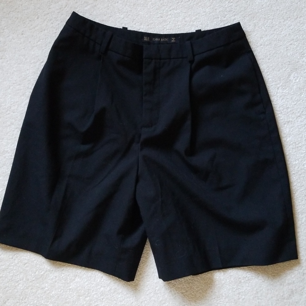 zara basic black high waisted trouser shorts
